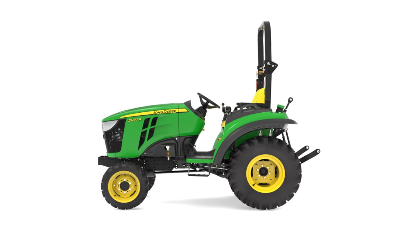 Tracteur compact 2032R vu de la gauche sur fond blanc
