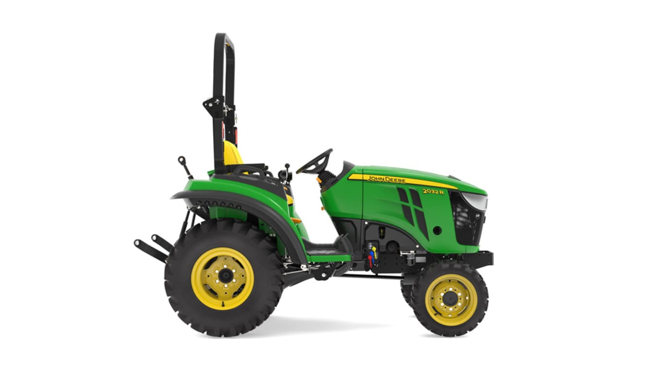 Tracteur compact 2032R vu de la droite sur fond blanc