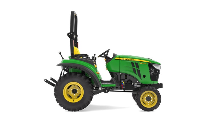 Tracteur compact 2032R vu de la droite sur fond blanc