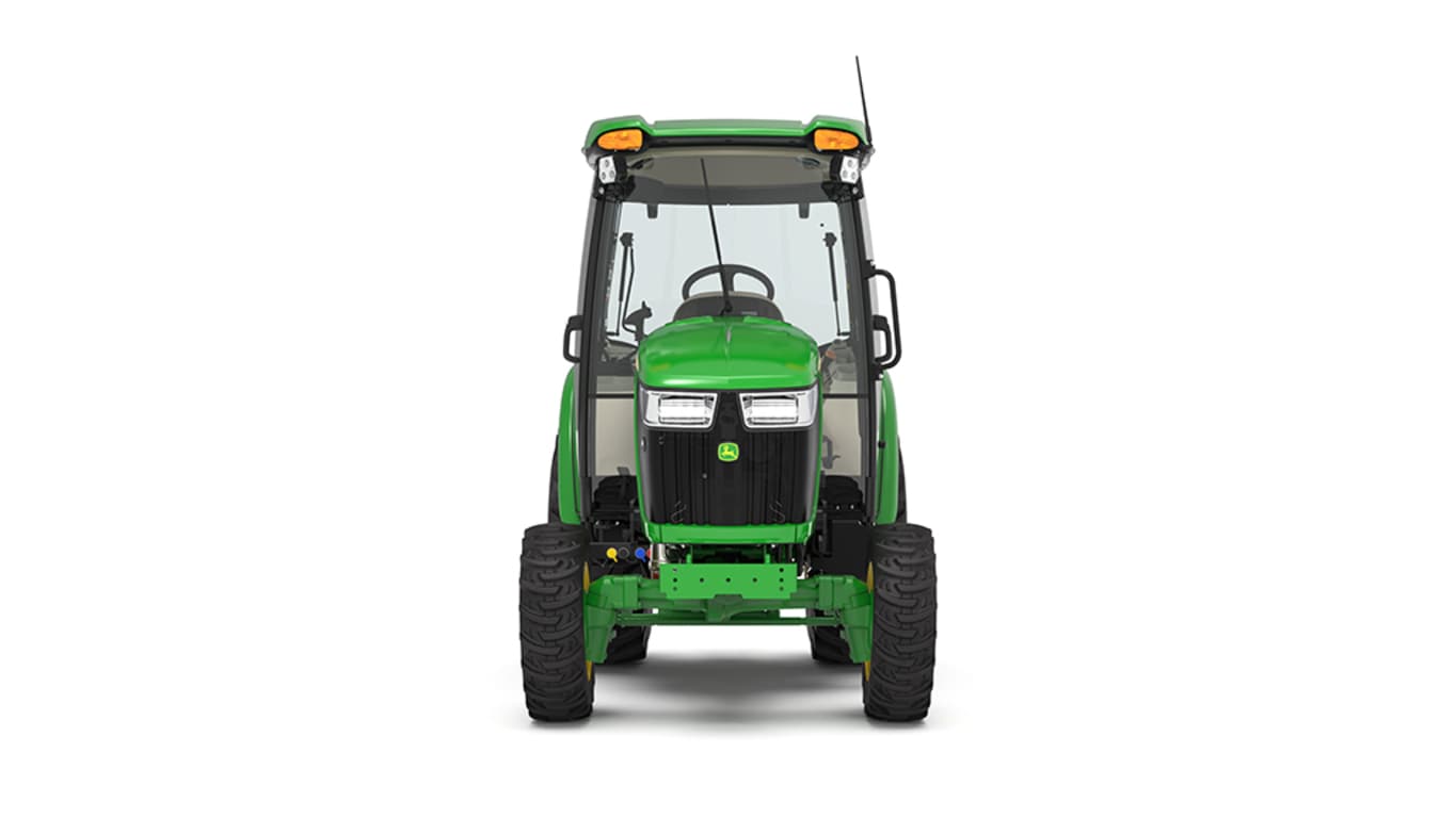 Tracteur compact 3033R vu de l'avant sur fond blanc