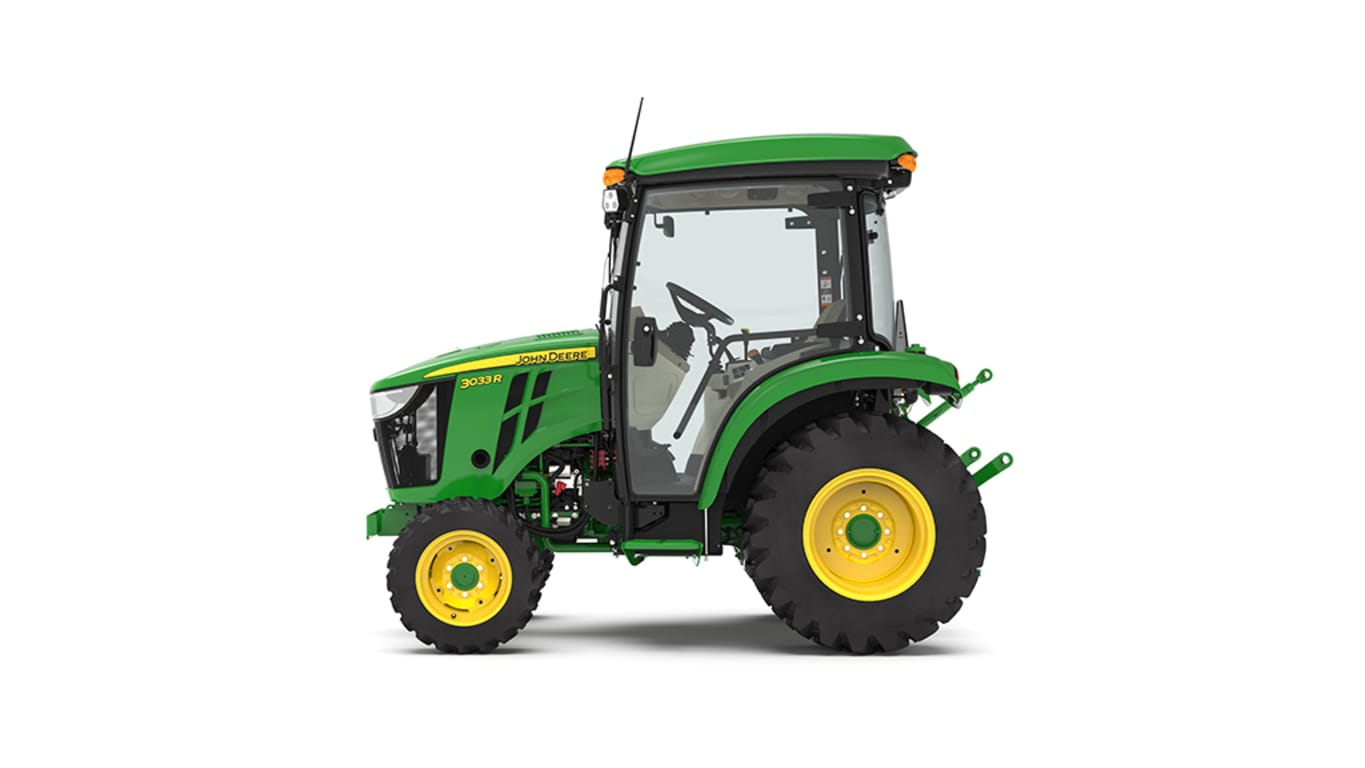 Tracteur compact 3033R vu de la gauche sur fond blanc