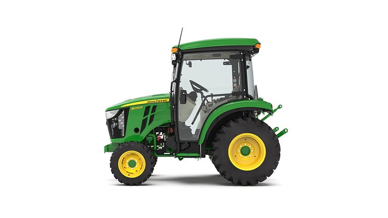 Tracteur compact 3033R vu de la gauche sur fond blanc