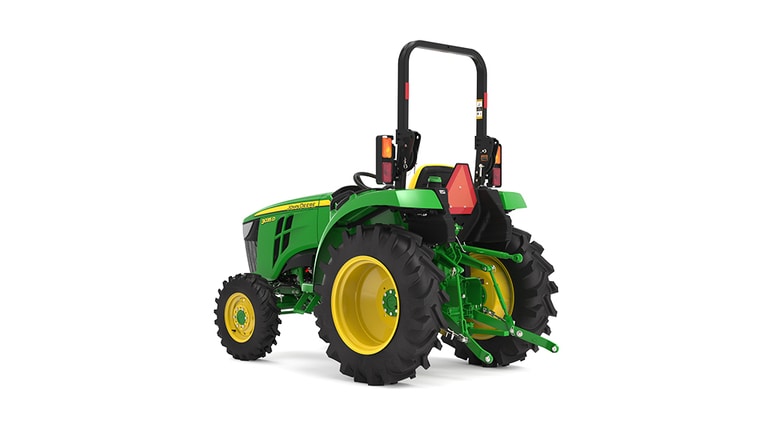 Tracteur compact 3035D vu de l'arrière gauche sur fond blanc