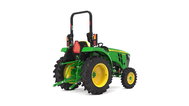 Tracteur compact 3035D vu de l'arrière droit sur fond blanc