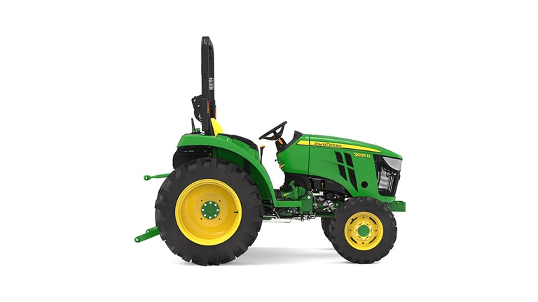 Tracteur compact 3035D vu de la droite sur fond blanc