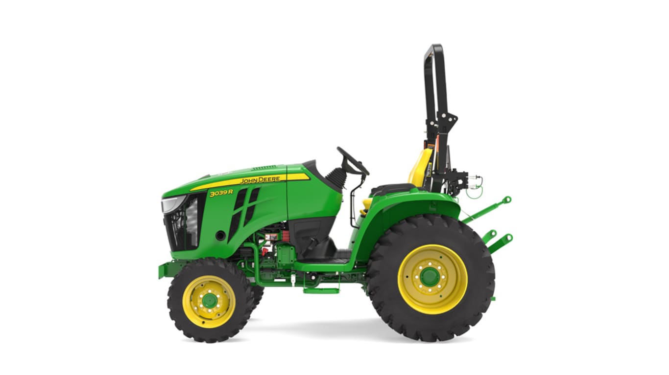 Tracteur compact 3039R vu de la gauche sur fond blanc