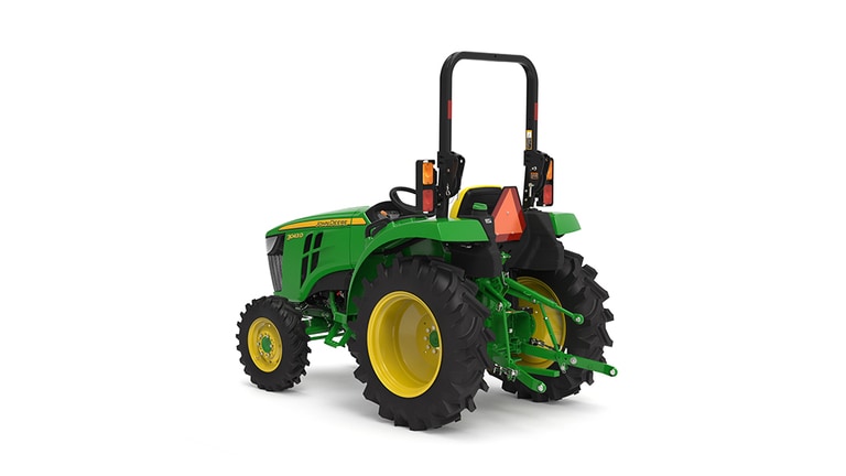 Rear left-facing 3043D Compact Tractor on a white background