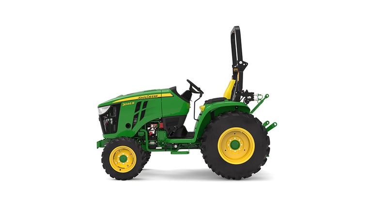 Left facing 3046R Compact Tractor on a white background