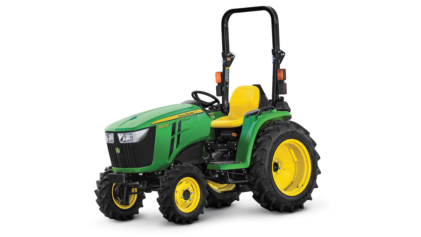 green and yellow small compact tractor