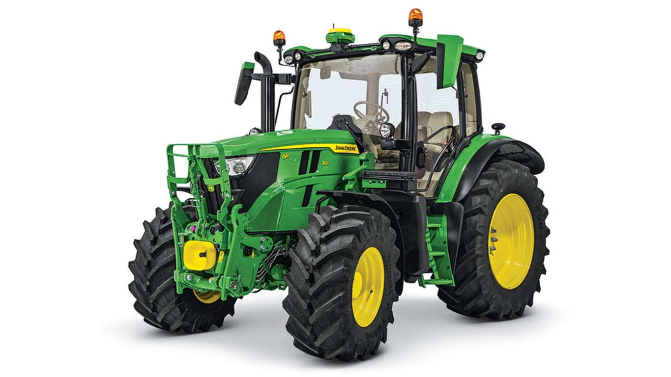 John Deere 6R 150 Tractor on white background