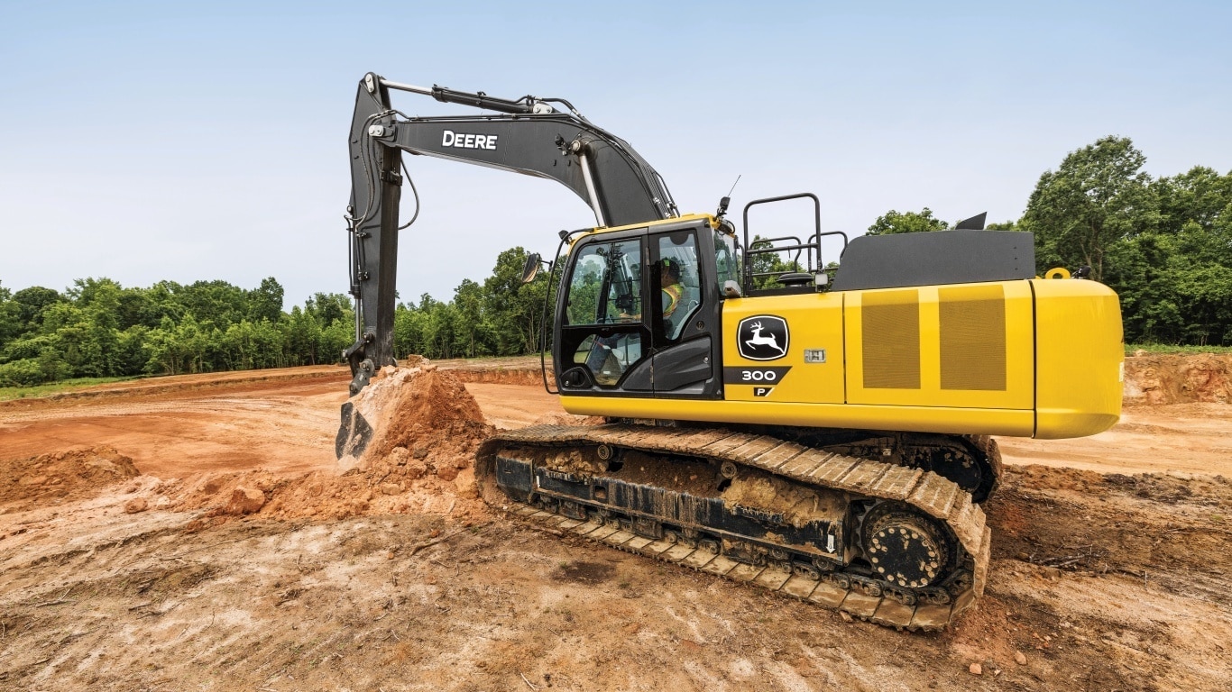 Large image of the 300 P-tier Excavator on the job.