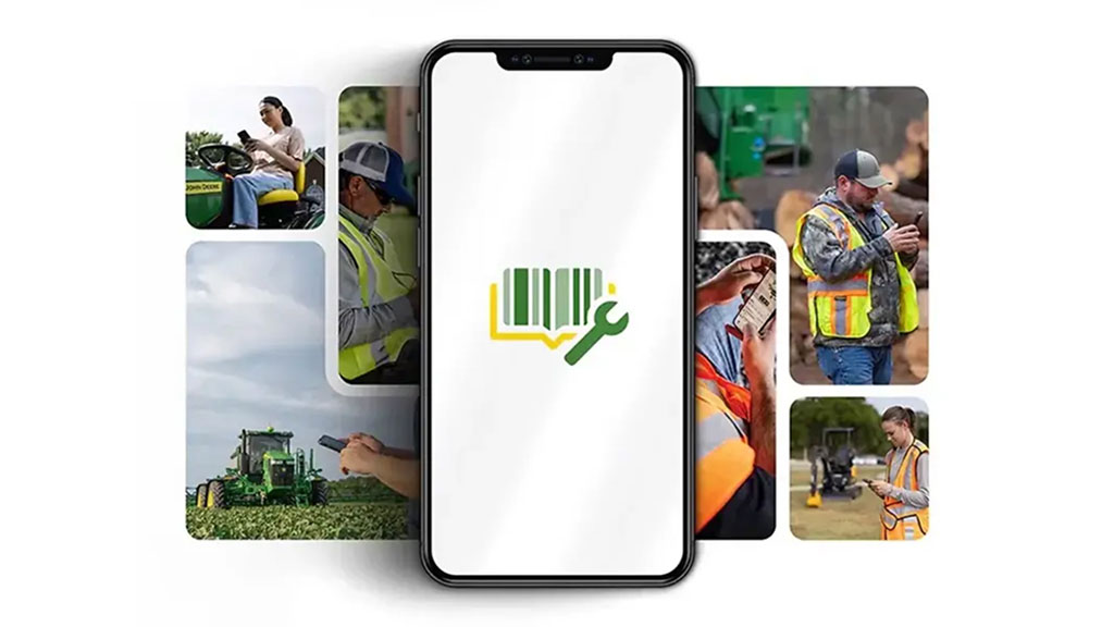 L’écran de l’application Equipment Mobile est imposé sur le collage des personnes utilisant des téléphones cellulaires. 