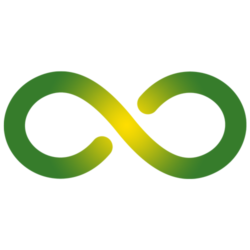Illustration du symbole de l'infini en un dégradé de vert et de jaune