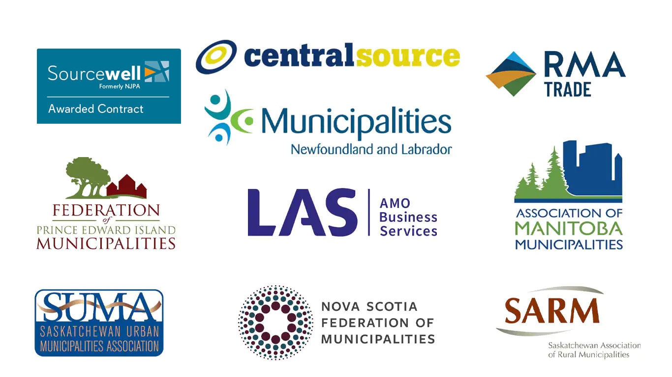 Logos de Sourcewell et des associations provinciales
