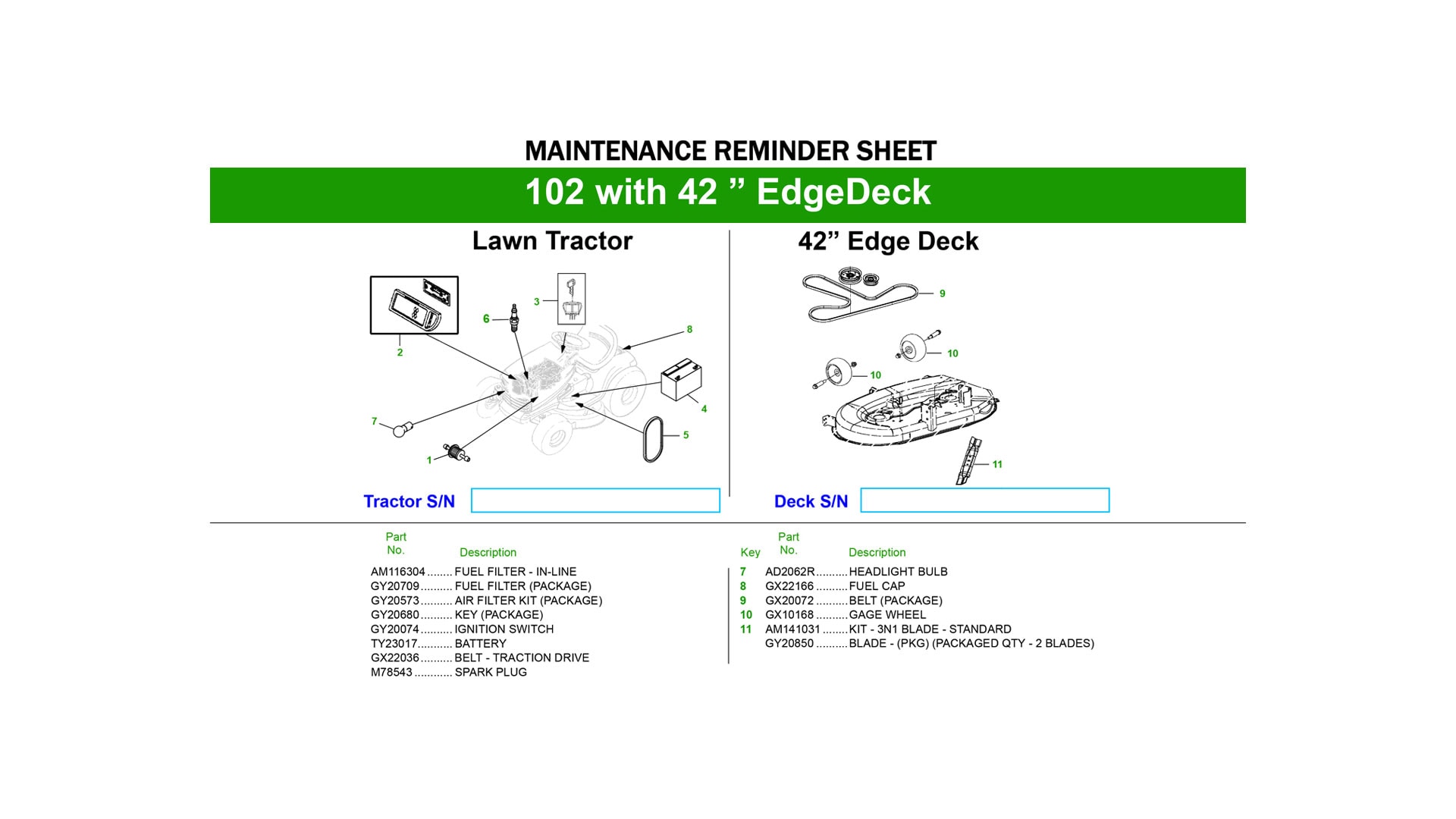 maintenance reminder sheet image
