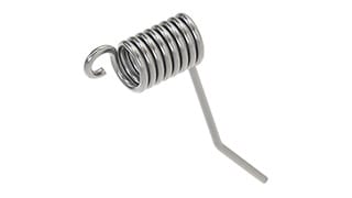 Un ressort métallique hélicoïdal.