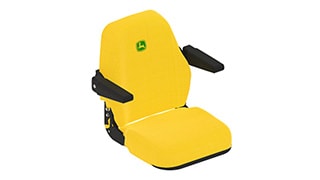 A yellow seat with armrests.
