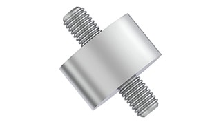 Une pièce de labourage métallique avec deux boulons filetés.