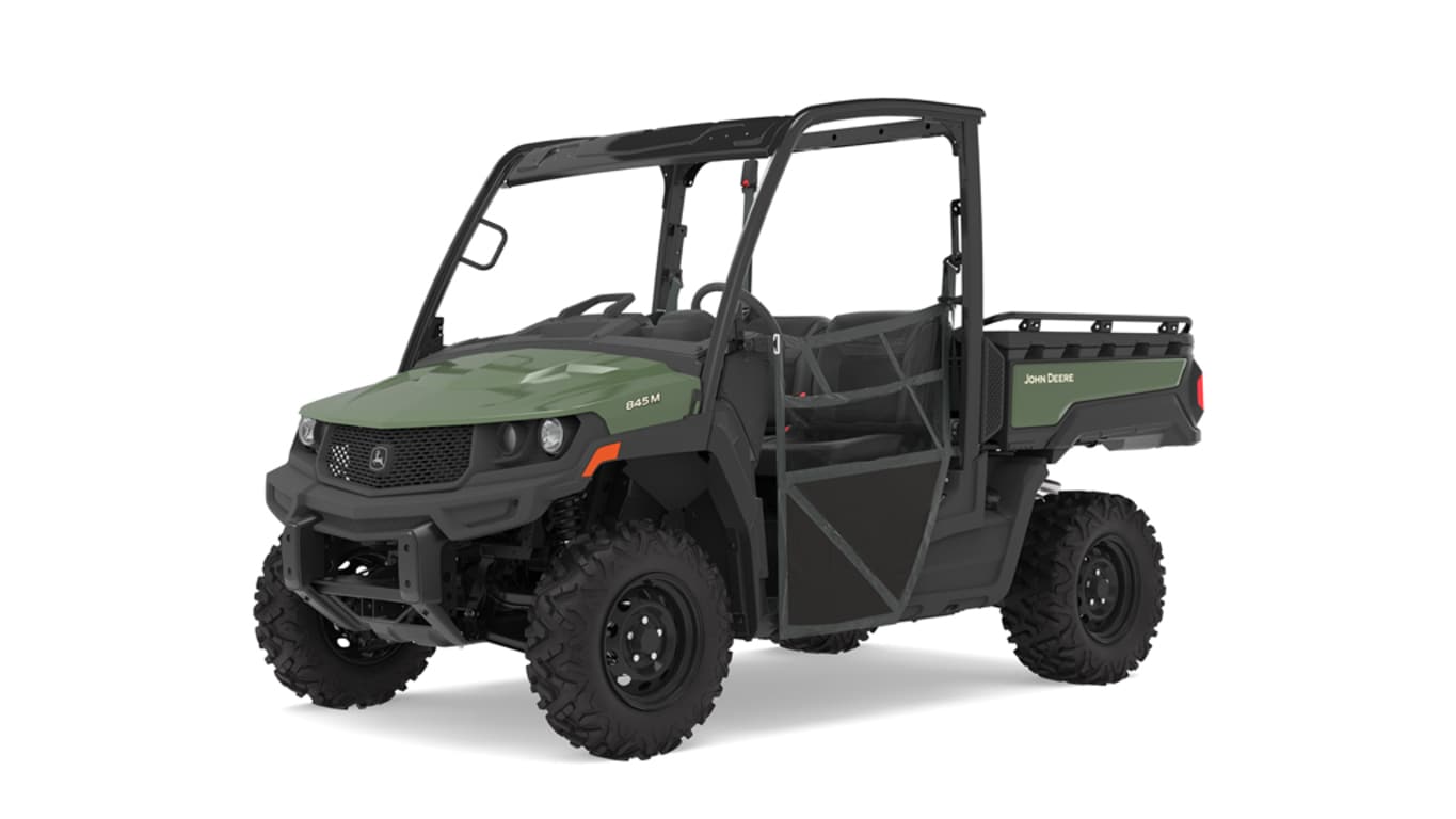 studio rendering of xuv 845m in olive facing front left