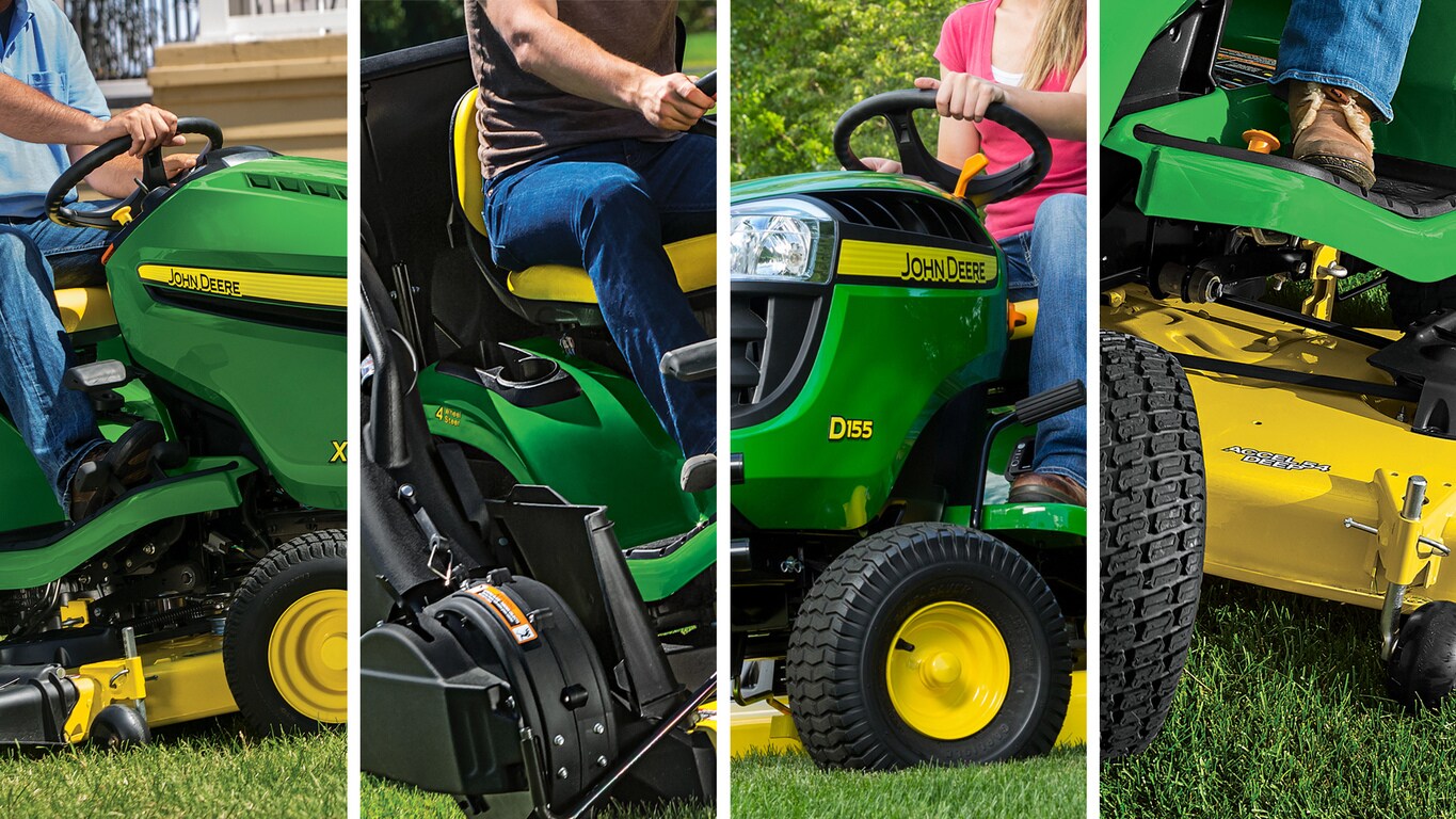 collage d’images de tracteurs de pelouse