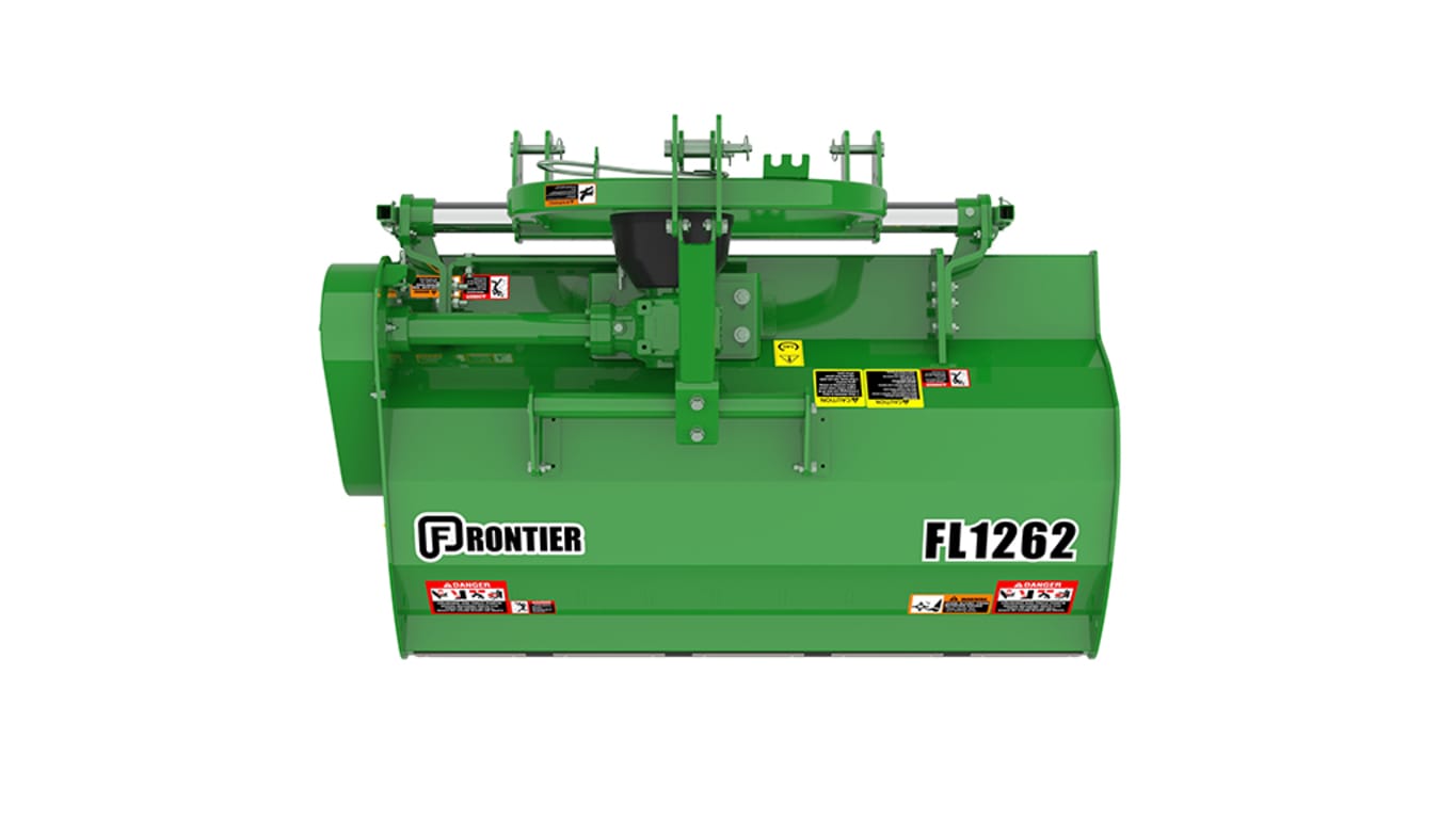 Instrument Frontier FL1262 vert avec des autocollants d’avertissement et des logos.