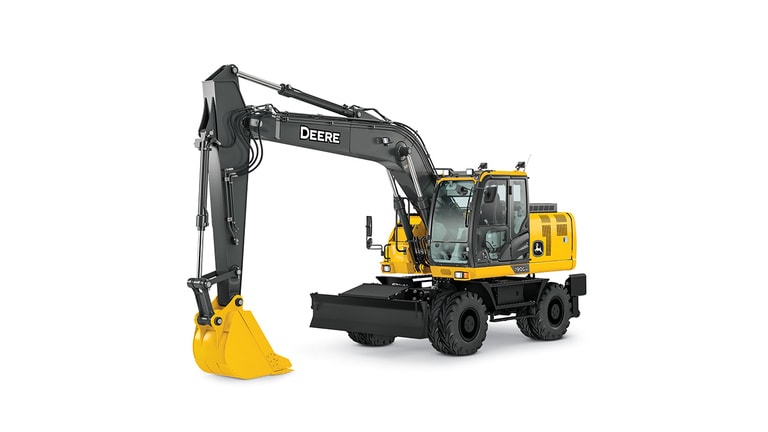 190G W Wheeled Excavator on white background