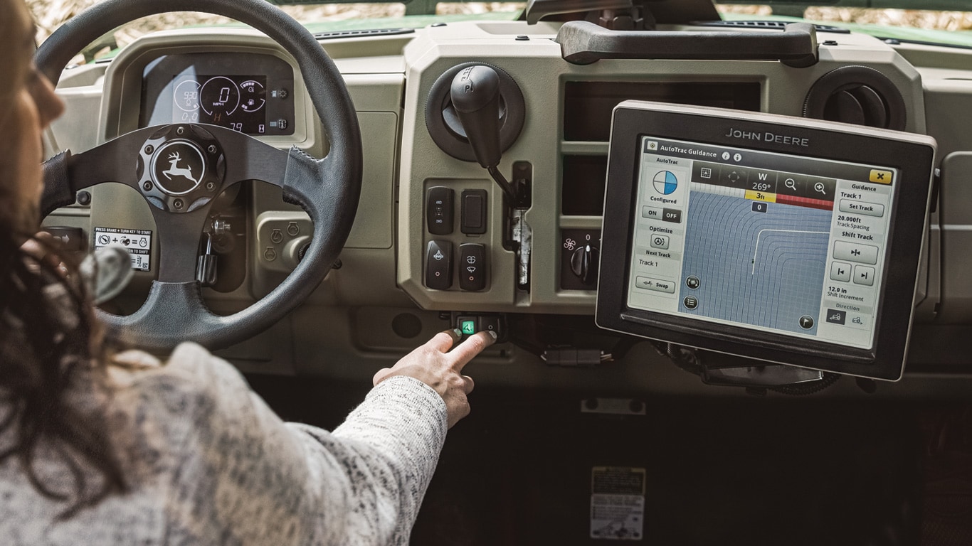 XUV865R interior cab with AutoTrac™ Ready option