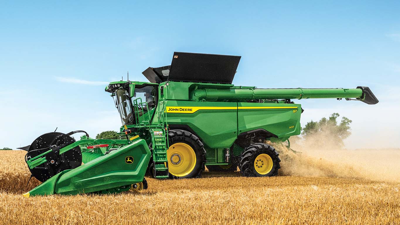 Photo of a S7 Combine harvesting wheat