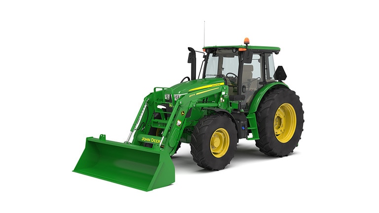 Rendu studio avant gauche du chargeur 600M sur un tracteur 6105E