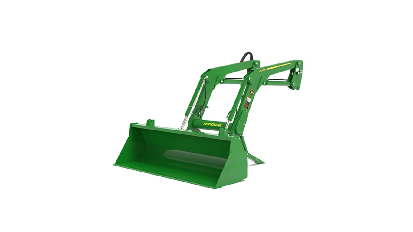 Rendu studio avant gauche du chargeur 600M sur un tracteur 6105E
