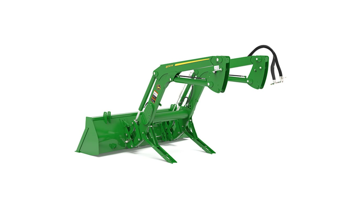 Rendu studio arrière gauche du chargeur 600M sur un tracteur 6105E