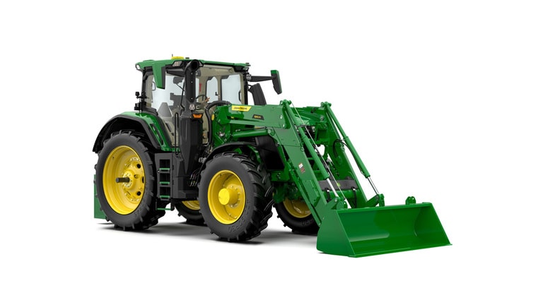 Image en studio avant droite d’un chargeur 682R MSL monté sur un tracteur 6R 260