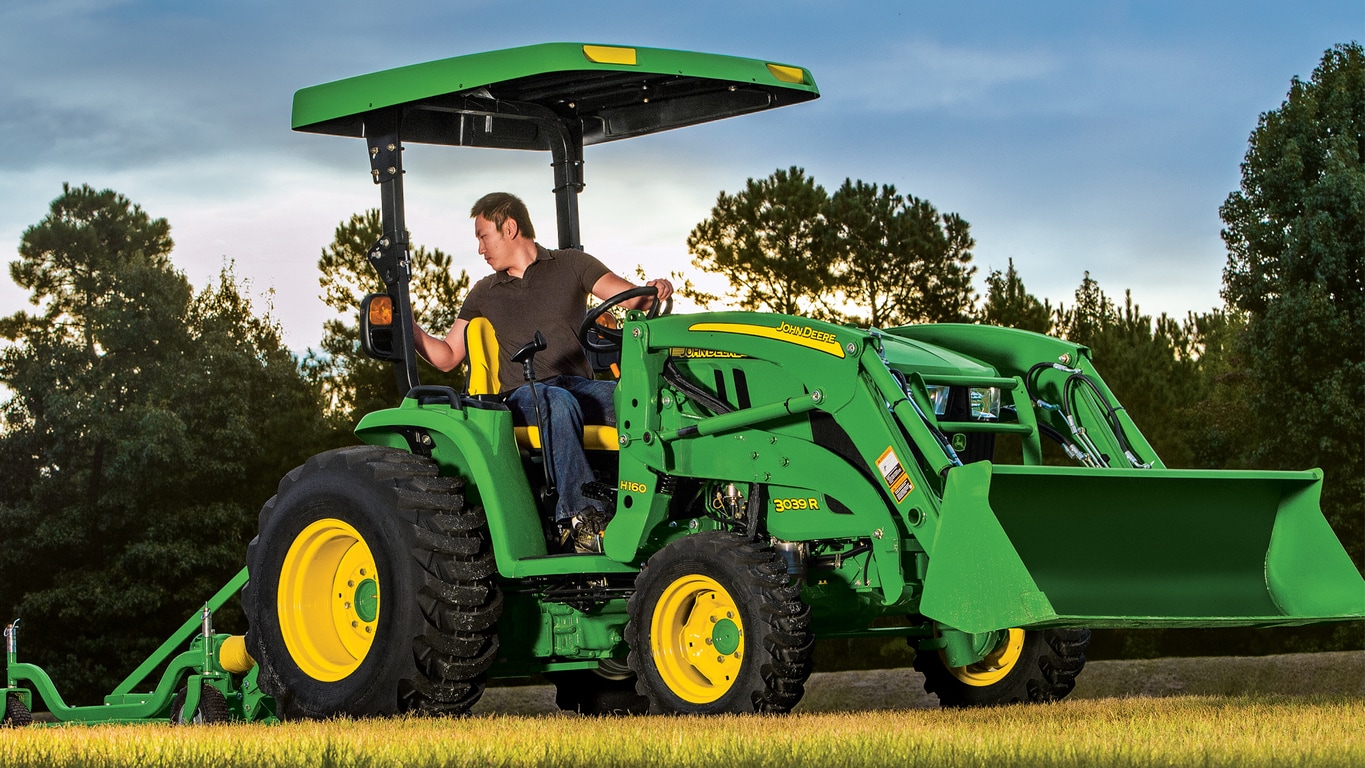 Studio image of H160 Front Loader on a tractor