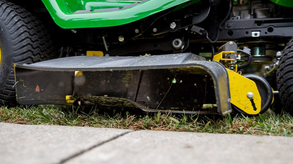 close up of a mower deck