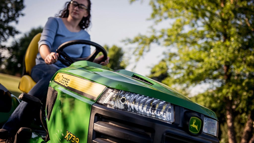 Close up view of front of lawn mower