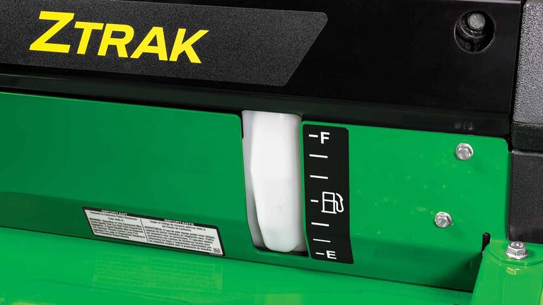 A close-up studio shot of a Z720M fuel gauge and Ztrak logo.