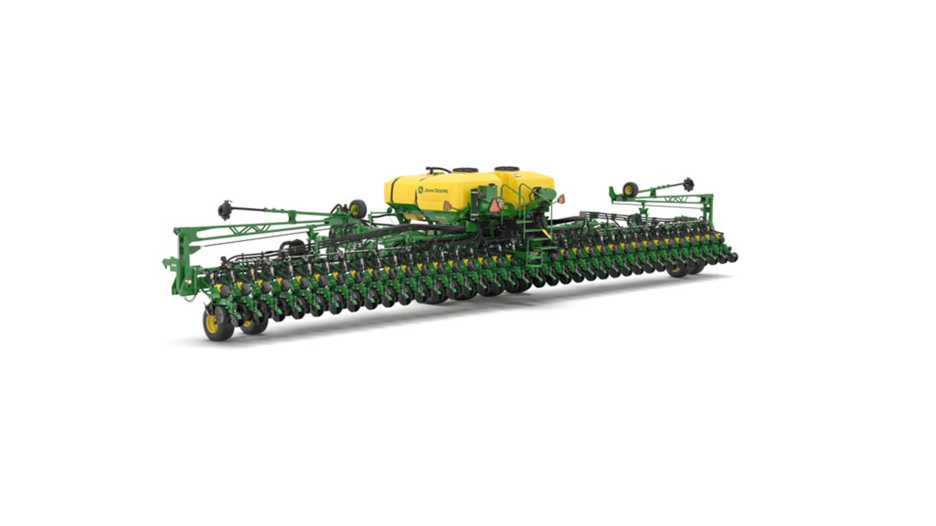 Image studio d'un semoir de précision&nbsp;DB60 à 36&nbsp;rangs vu de l'arrière gauche