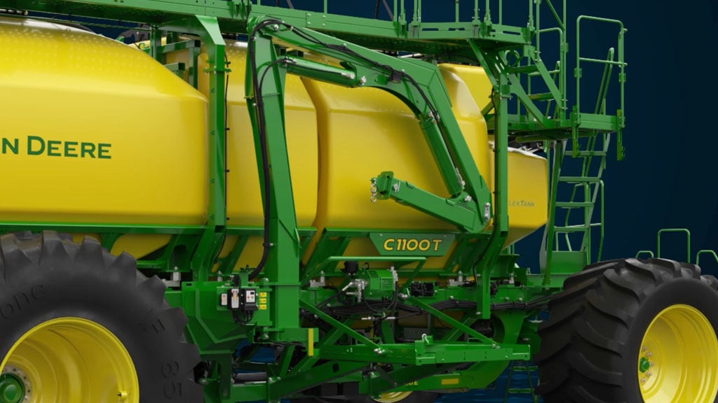 Side view of C110T air cart showing the EZLift system