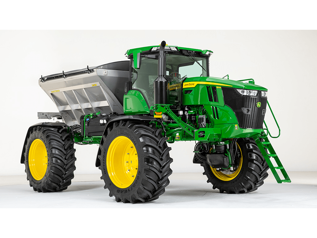 Photographie du quart avant d’un distributeur de produit sec John Deere de la série&nbsp;600R