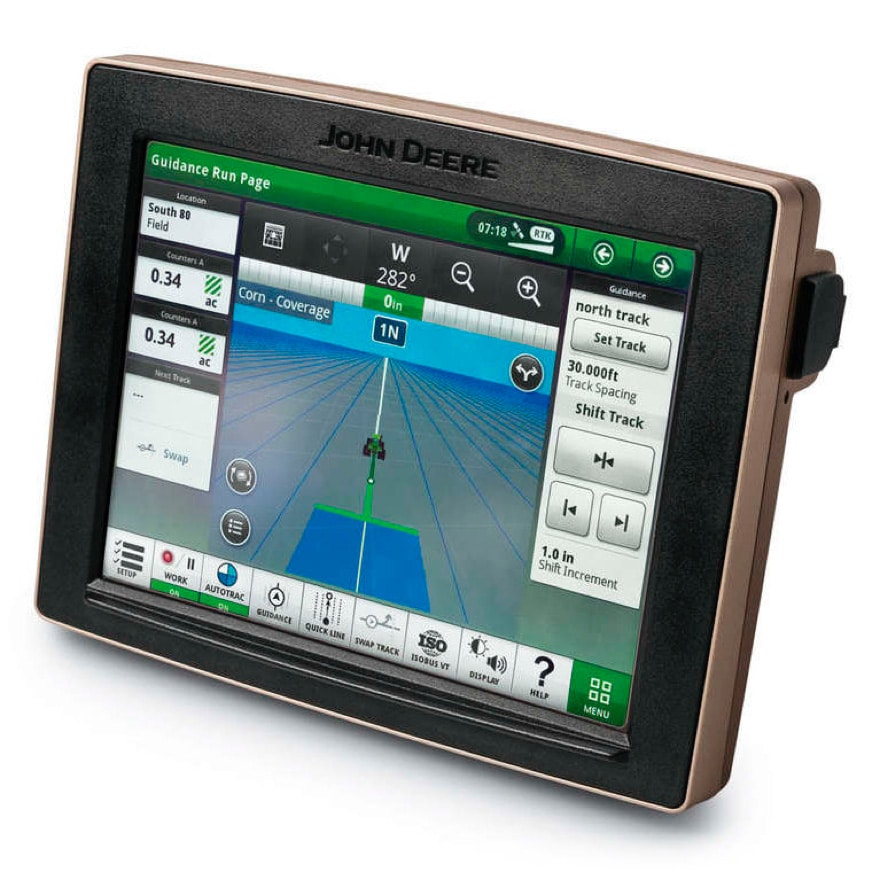 John Deere Universal touch-screen display with multiple features.
