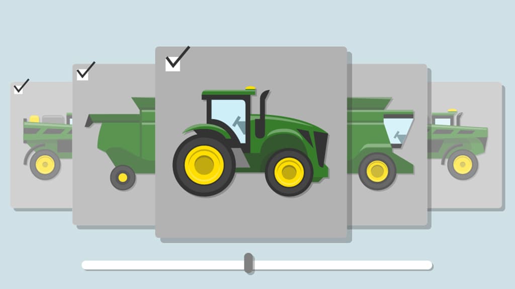 icon of slides with several types of farming equipment