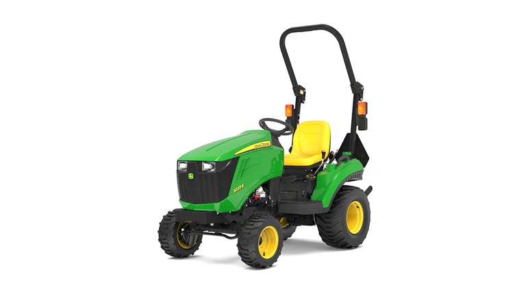 Vue avant gauche du tracteur compact 1023E.