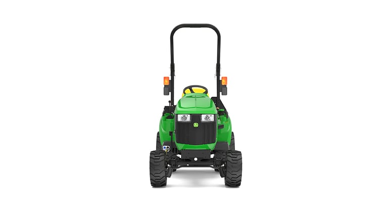 Vue avant du tracteur compact 1023E.