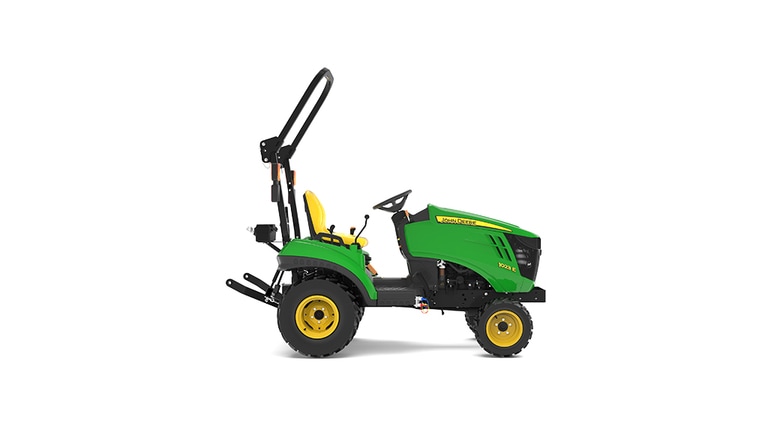 Vue latérale gauche du tracteur compact 1023E.