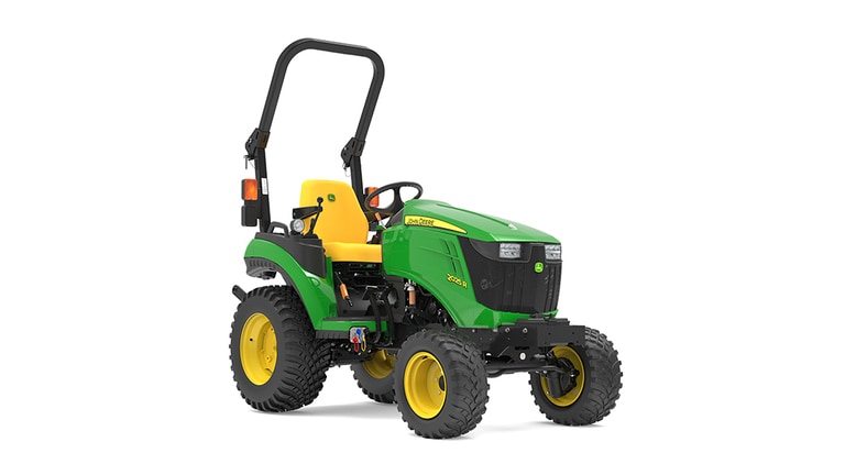 Vue avant droite du tracteur compact 2025R.