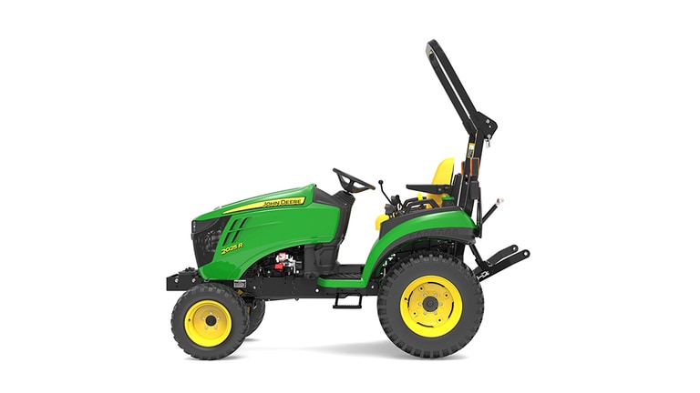 Vue latérale gauche du tracteur compact 2025R.