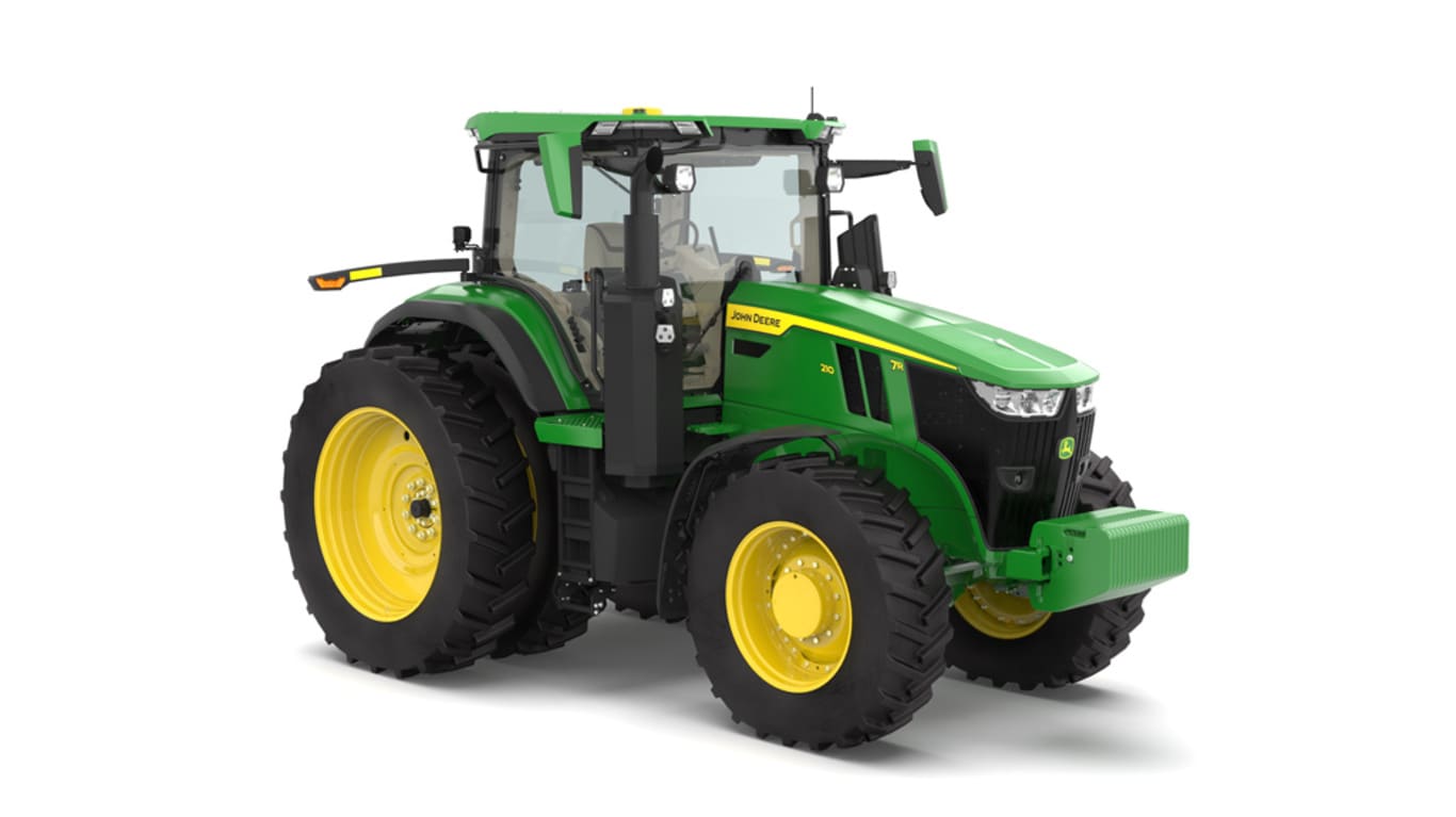 Front right-facing 7R 210 Tractor on a white background