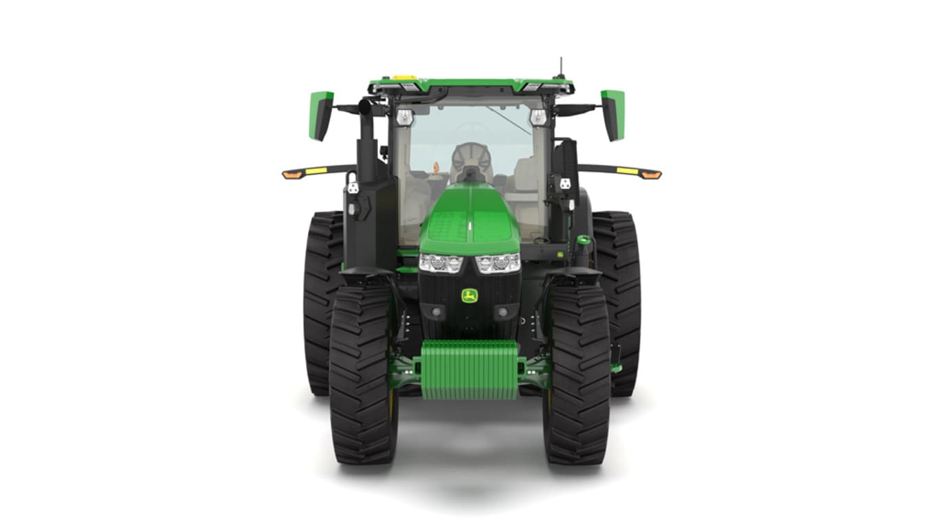 Photo studio sur fond blanc d'une tracteur 7R 210 vue de l'avant