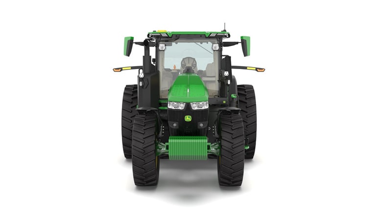 Photo studio sur fond blanc d'une tracteur 7R 210 vue de l'avant