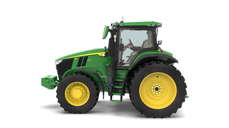 Photo studio sur fond blanc d'une tracteur 7R 210 vue de la gauche